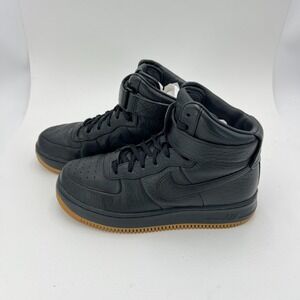 Nike Air Force 1 Upstep Hi Pinnacle Black Gum Sole Sneaker Womens 7.5 857665-100
